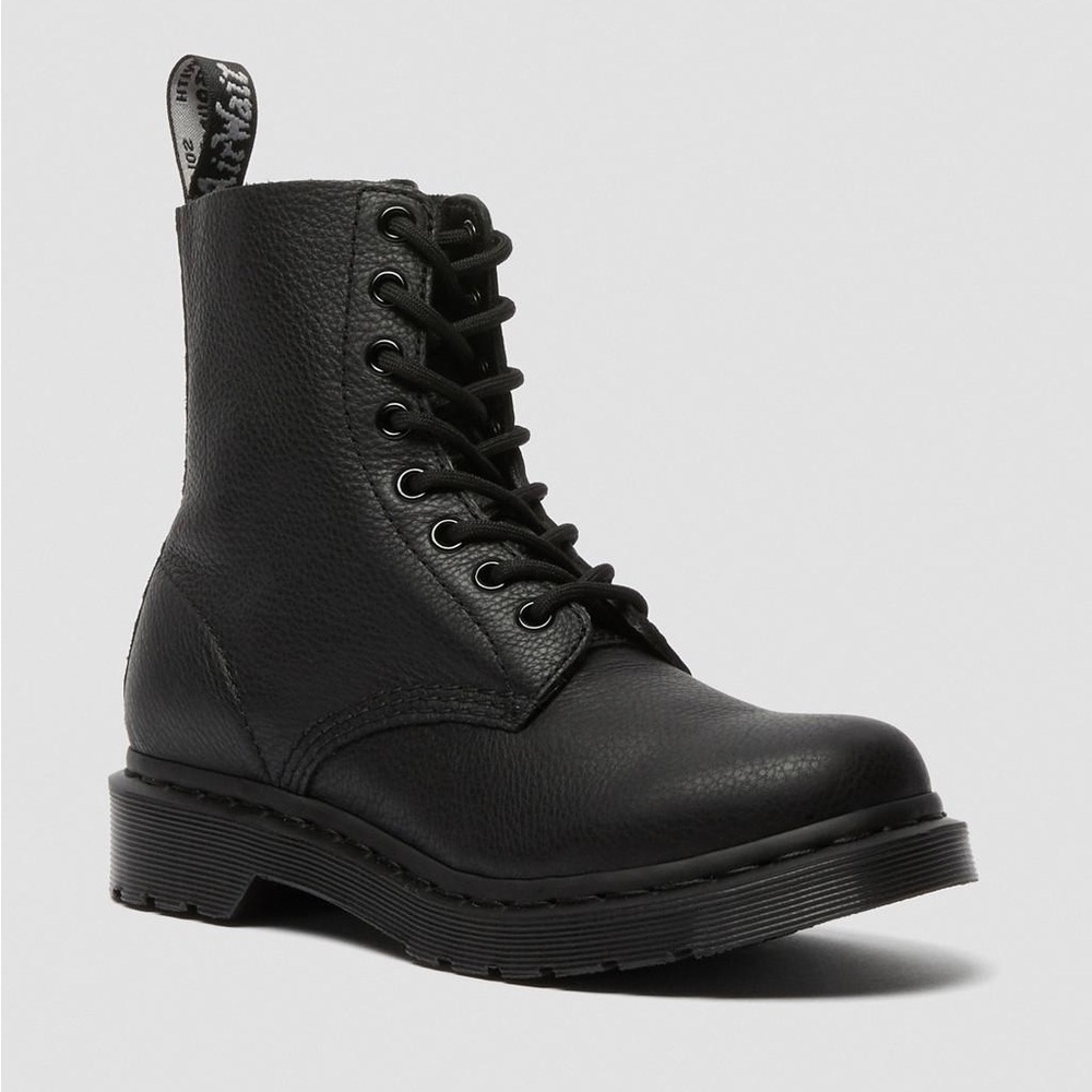Dr. Martens 1460 Pascal Mono Lace Up Boots - Black. Soft Leather. Size 8. NWT.
